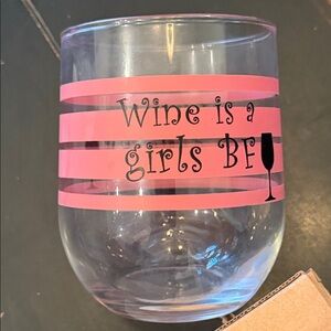 Pink Striped Wine Glass
